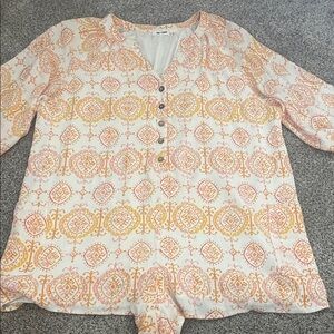 Day + moon orange and pink printed romper medium